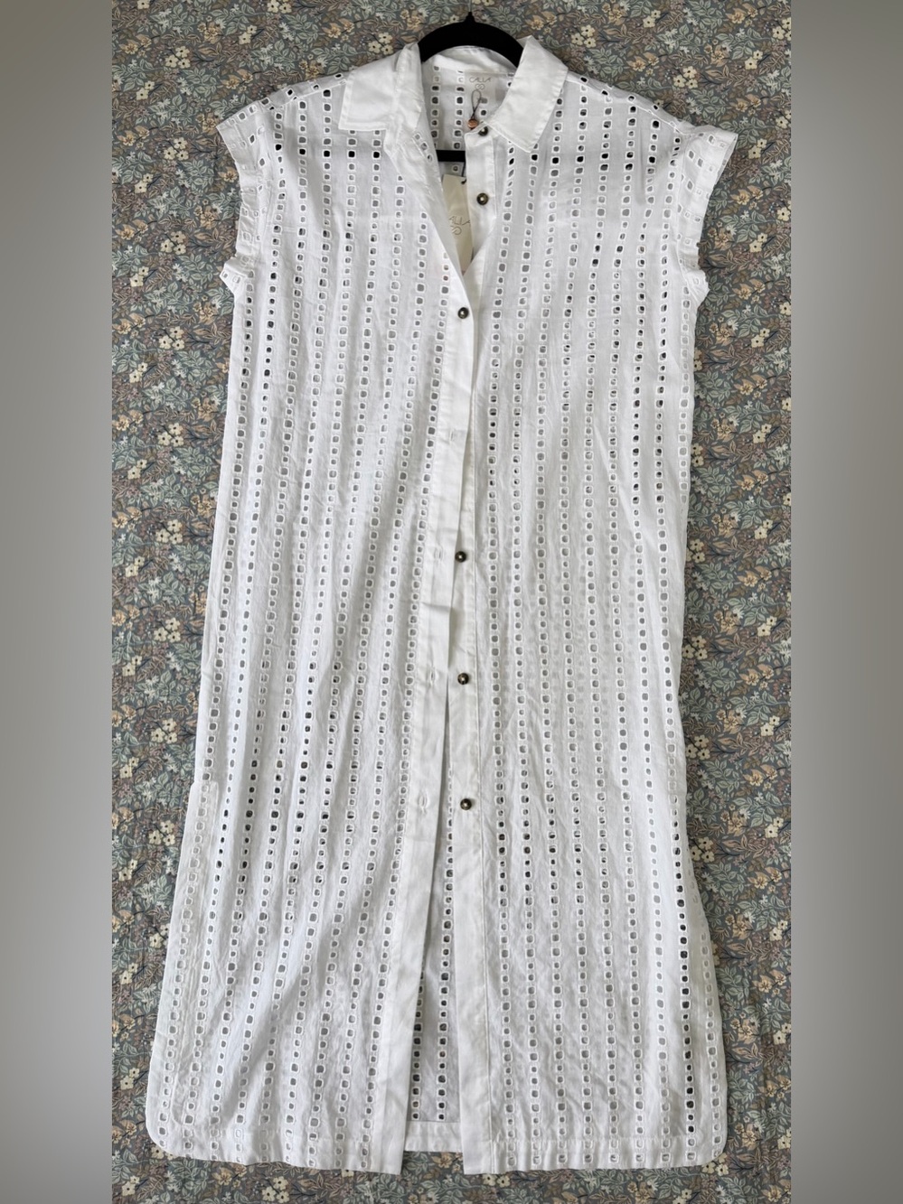 CALIA by Carrie Underwood White Eyelet Button-Front Swim Coverup